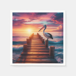Servilleta De Papel Atardecer nautico/costero/pelíctico