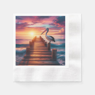 Servilleta De Papel Atardecer nautico/costero/pelíctico
