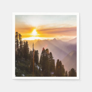Servilleta De Papel Atardecer sobre foto de bosque