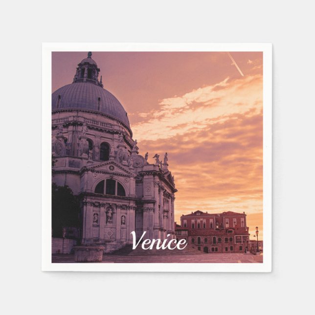 Servilleta De Papel Atardecer sobre la Basílica de Venecia (Anverso)