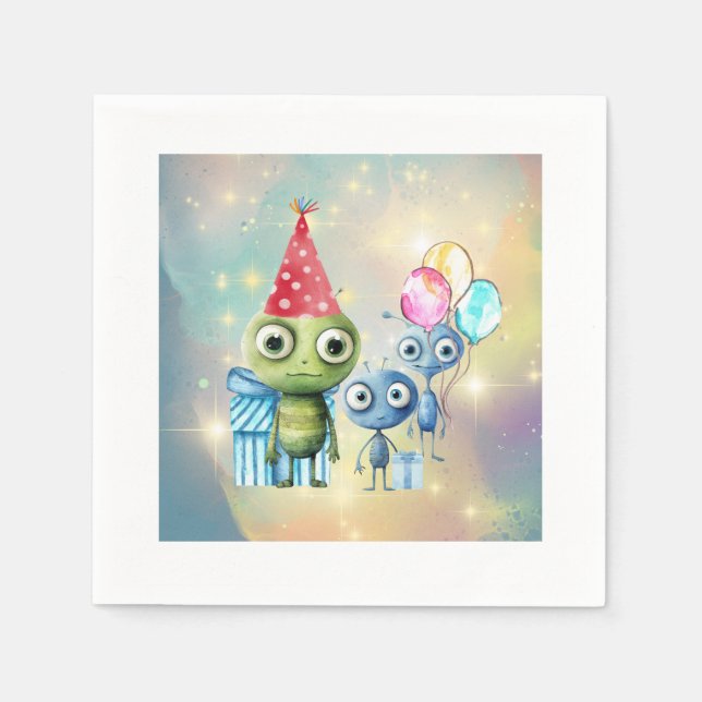 Servilleta De Papel Atención Nápoles Intergalácticas de Cumpleaños Lla (Anverso)