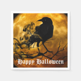 Servilleta De Papel Aterrorífico Black Raven Full Moon Halloween Party