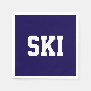 Servilleta De Papel Athletic Collegiate Texto Blanco de SKI en Azul Ma