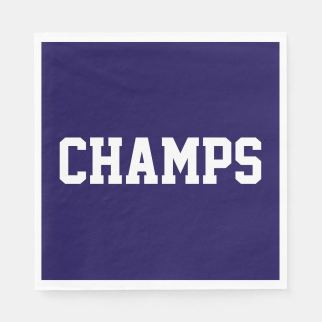 Servilleta De Papel Athletic Sporty Bold Navy Blue CHAMPS White Text  (Anverso)