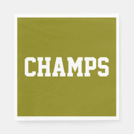 Servilleta De Papel Athletic Sporty Golden Olive CHAMPS White Text