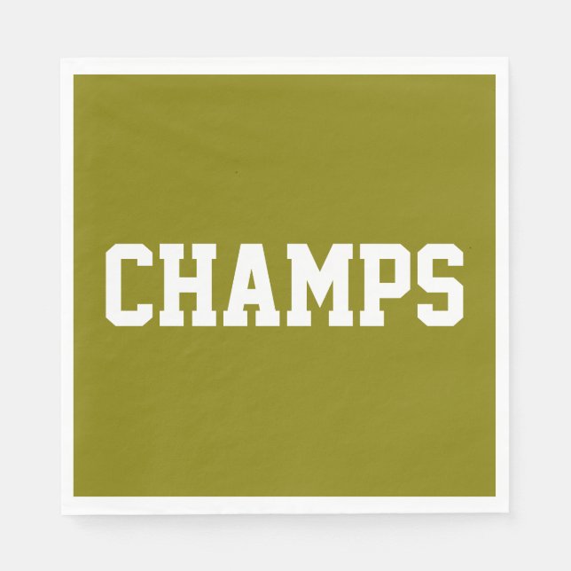Servilleta De Papel Athletic Sporty Golden Olive CHAMPS White Text  (Anverso)