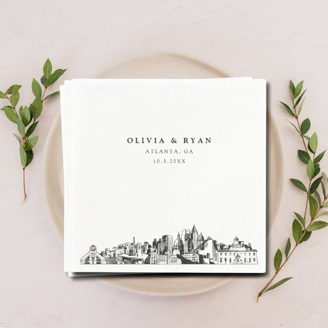 Servilleta De Papel Atlanta Georgia Boda Cocktail Napkin (Atlanta wedding napkins
)
