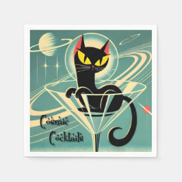 Servilleta De Papel Atómico espacio futurista edad Black Cat Martini