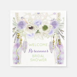 Servilleta De Papel Atrapasueños Bohemio Pluma Tribal Lavanda