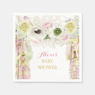 Servilleta De Papel Atrapasueños Boho Plumas Rosa Amarillo