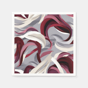 Servilleta De Papel Audaces brochas de borgoña sobre fondo gris