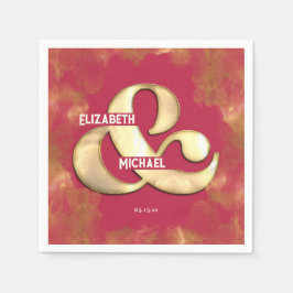 Servilleta De Papel Audaz Boda elegante dorado rosa magenta