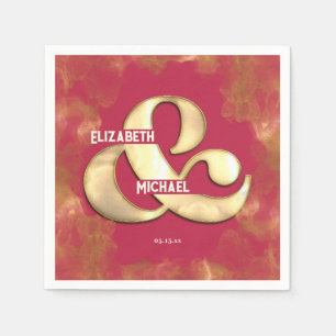 Servilleta De Papel Audaz Boda elegante dorado rosa magenta