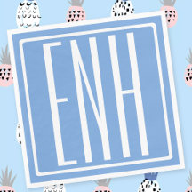 Audaz Monograma Moderno 3 Iniciales | Azul suave