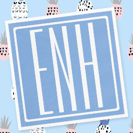 Servilleta De Papel Audaz Monograma Moderno 3 Iniciales | Azul suave