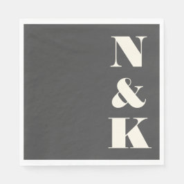 Servilleta De Papel Audaz Monograma Moderno Iniciales Boda Blanco Negr