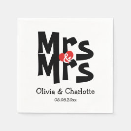 Servilleta De Papel Audaz Sra. y Sra. Modern Lesbian Boda