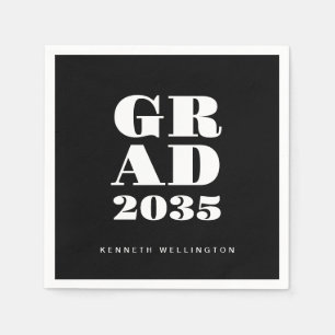 Servilleta De Papel Audaz tipografía de graduación moderna en blanco n
