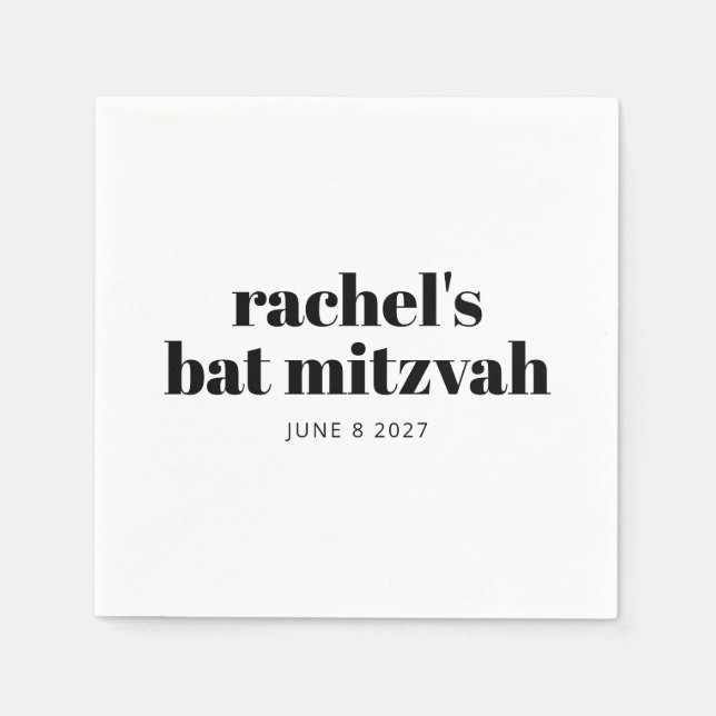 Servilleta De Papel Audaz tipografía moderna en blanco negro personali (Anverso)