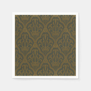 Servilleta De Papel Audsley Vintage Oro Corona Verde Damask Artístico