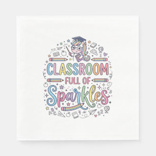 Servilleta De Papel Aula de Unicornio Llena de Destellos Merch Origina