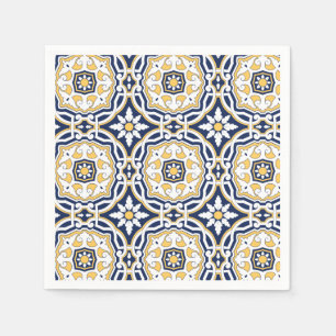 Servilleta De Papel Auricular intrincado amarillo azul intenso marroqu