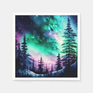 Servilleta De Papel Aurora Celestial Borealis Luces del Norte Vivid