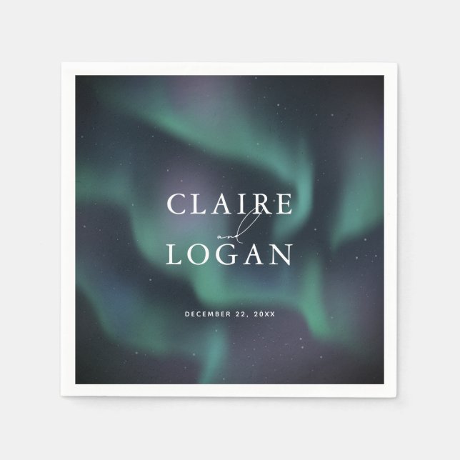 Servilleta De Papel Aurora Northern Lights Wedding (Anverso)