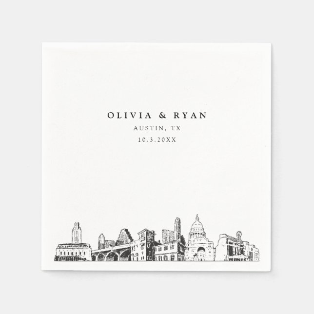 Servilleta De Papel Austin Texas Boda Cocktail Napkin (Anverso)