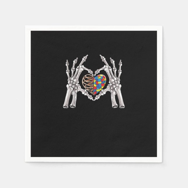 Servilleta De Papel Autismo Conciencia Cráneo Gótico Mano Autismo Romp (Anverso)