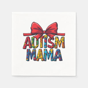Servilleta De Papel Autismo Mama Bow Coquette Mom Autism Awareness