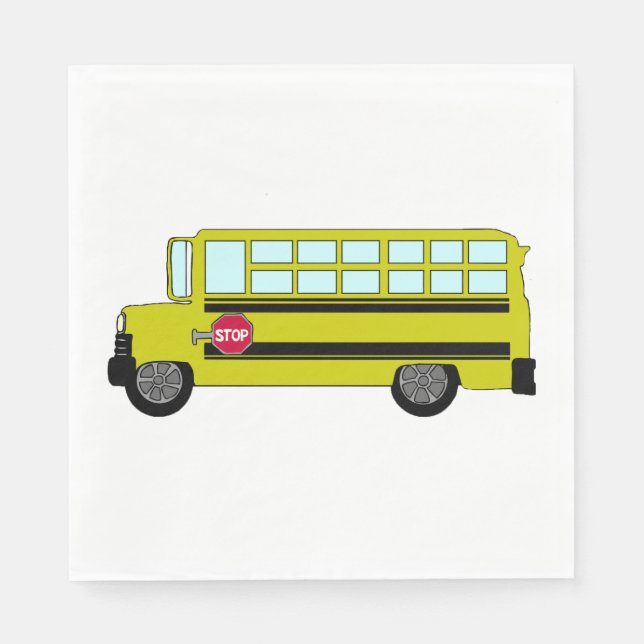Servilleta De Papel Autobús Escolar Amarillo con Letrero de Parada (Anverso)