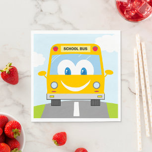 Servilleta De Papel Autobús Escolar Amarillo Sonriente