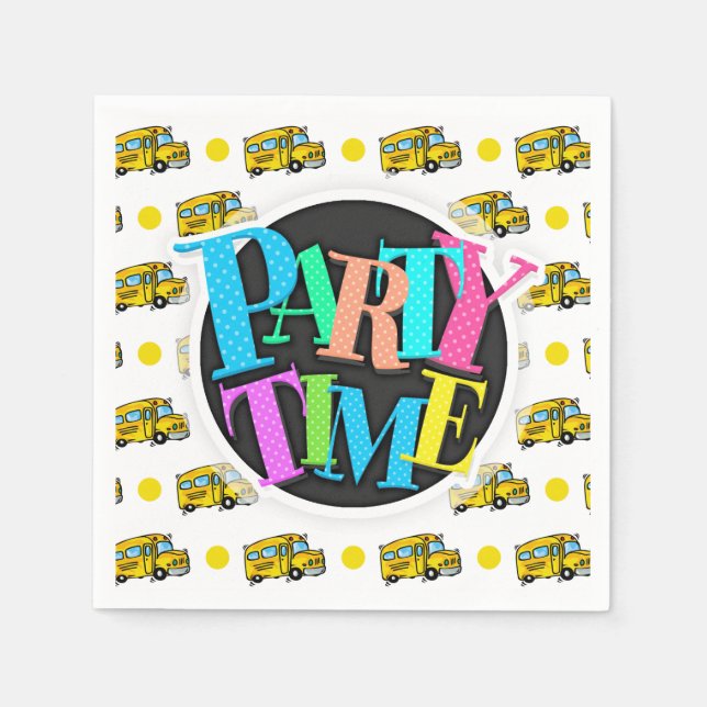 Servilleta De Papel Autobús escolar personalizado, puntos de polka ama (Anverso)