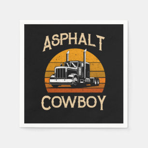 Servilleta De Papel Autopista Retro Trucker Road Trucker Driver Asphal
