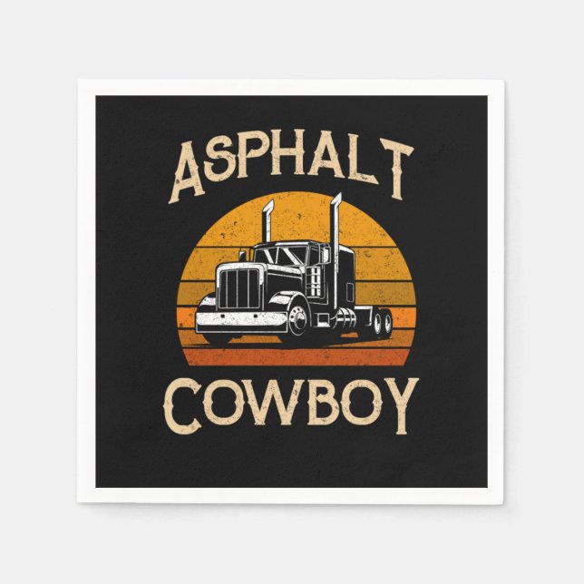 Servilleta De Papel Autopista Retro Trucker Road Trucker Driver Asphal (Anverso)