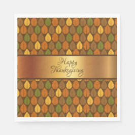 Servilleta De Papel Autum deja el Día de Acción de Gracias Shiney Gold
