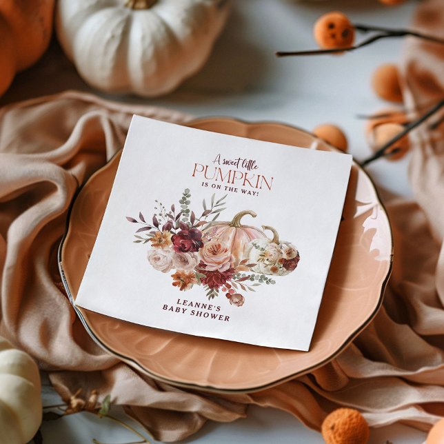 Servilleta De Papel Autumn Blooms 'a little pumpkin' Baby Shower (Subido por el creador)