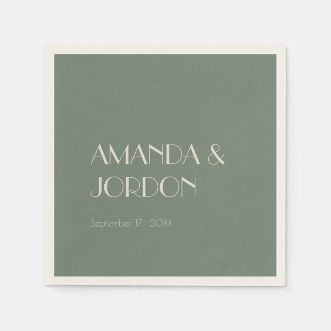 Servilleta De Papel Autumn Boho Deco | Sage Green Boda Coctail (Anverso)