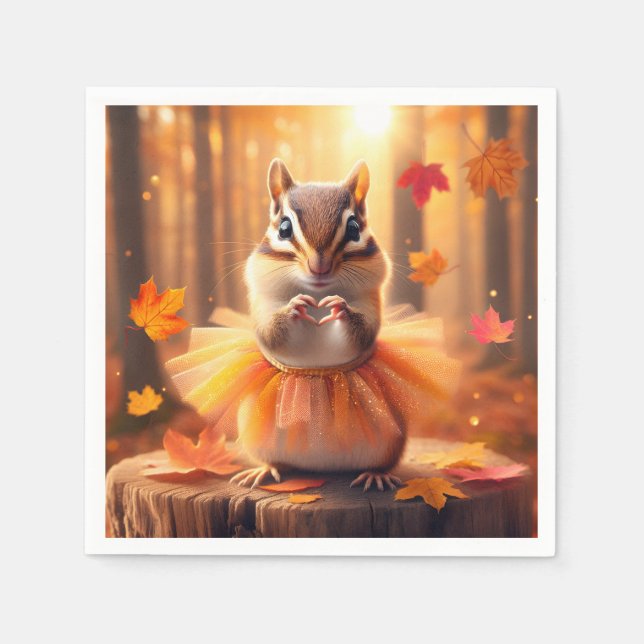 Servilleta De Papel Autumn Chipmunk Ballerina Dancer (Anverso)