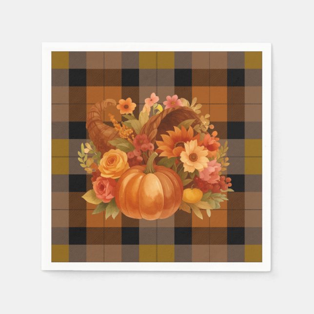 Servilleta De Papel Autumn Cornucopia Plaid (Anverso)
