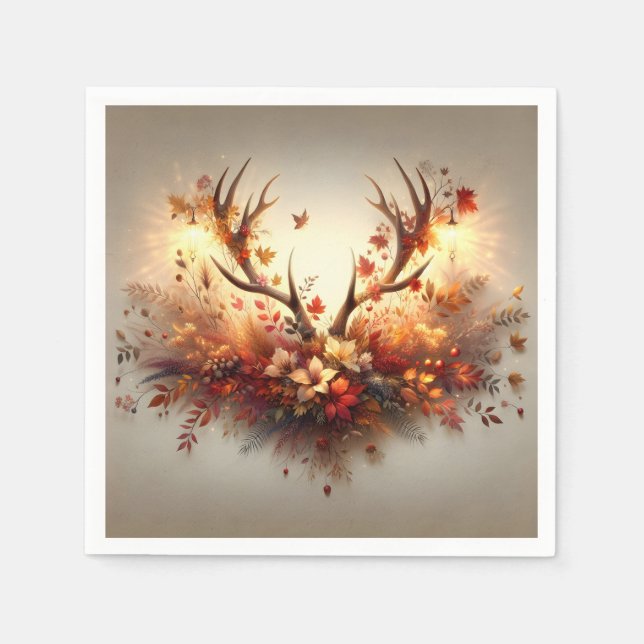 Servilleta De Papel Autumn Deer Antler Bouquet (Anverso)