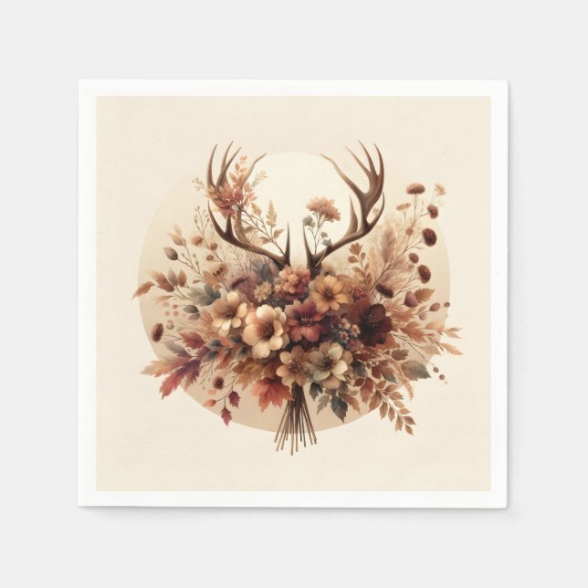Servilleta De Papel Autumn Deer Antler Bouquet (Anverso)