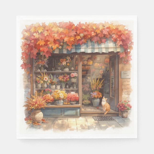 Servilleta De Papel Autumn Fall Florist Shop (Anverso)