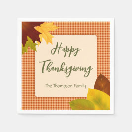 Servilleta De Papel Autumn Gingham Thankding Cocktail Napkin