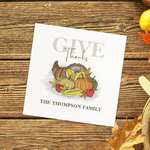 Servilleta De Papel Autumn Givn Gracias Cornucopia Thanksgiving