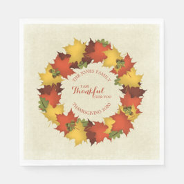 Servilleta De Papel Autumn Leaves Thanksending Wreath