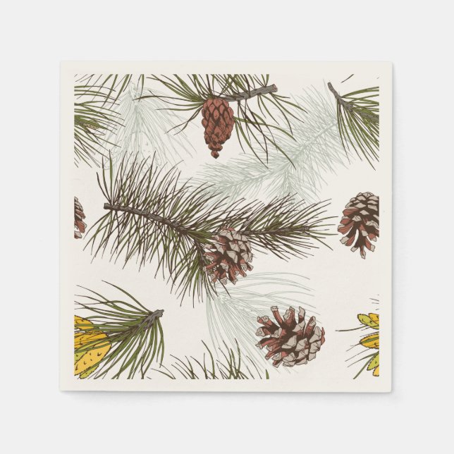 Servilleta De Papel Autumn Pine Cones (Anverso)