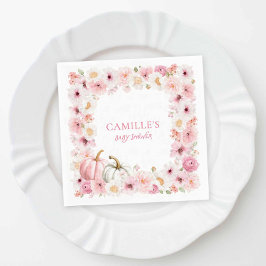 Servilleta De Papel Autumn Pink Pumpkin Floral Baby Shower