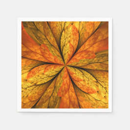 Servilleta De Papel Autumn Plant, Modern Abstract Fractal Art Leaf